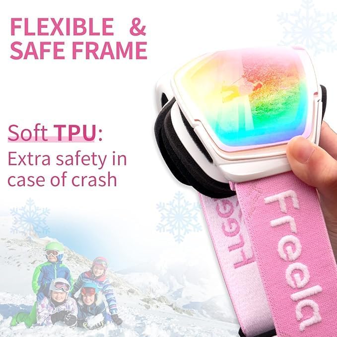Freela Kids Ski Snowboard Goggles for Toddler(3-14) Youth Anti Fog Anti UV Goggles Girls Boys Snow Skiing Equipment - Image 3